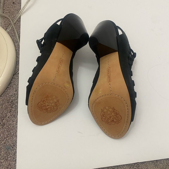 NEW!  Vince Camuto Eliaz 7.5  black Caged Peep Toe Heel with Zipper - Picture 11 of 16